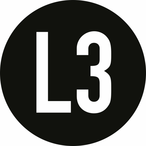 Schwarzes rundes Wechselstromnetz-Leiterkennzeichen mit weißem L3