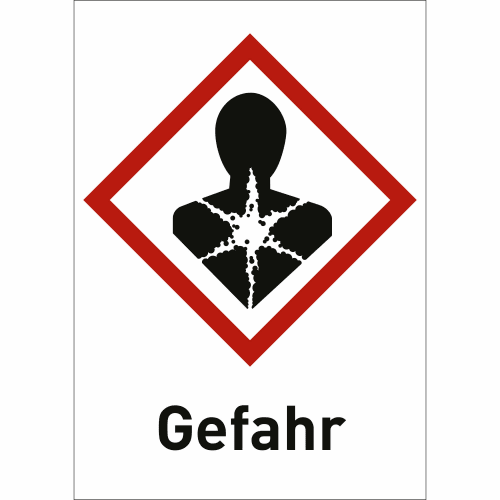 Gefahrensymbol Gesundheitsgefahr GHS 08 mit Text Gefahr