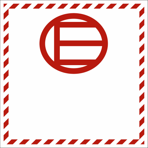 Gefahrzettel Kennzeichen für freigestellte Mengen mit rotem Symbol und rotem Rand