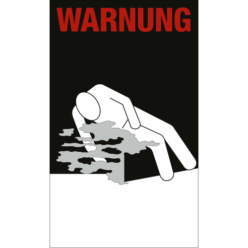 Gefahrzettel Kühlmittel Warnung mit Symbol einer Person, die von Dämpfen oder Gasen betroffen ist