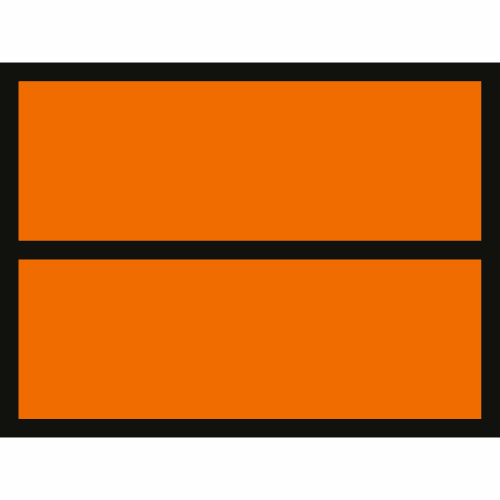 UN-Label ohne UN-Nummer zweizeilig orange mit schwarzem Rand