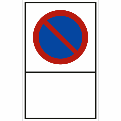Eingeschränktes Haltverbot Verkehrszeichen mit rotem Rand und blauem Kreis, zur Selbstbeschriftung mit Folienbuchstaben