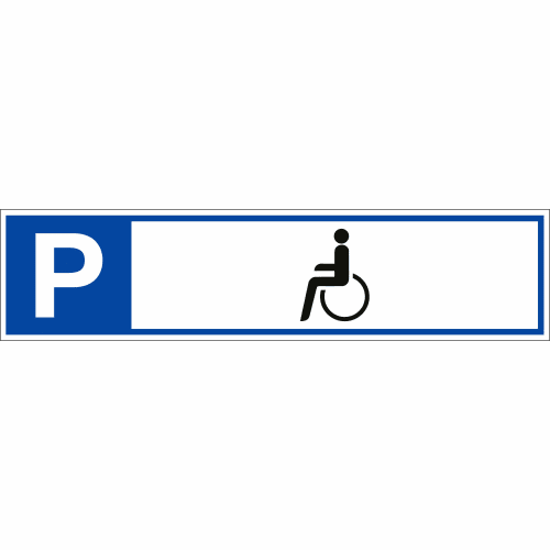 Parkplatzreservierer Schild mit Behindertenparkplatz Symbol und blauem P