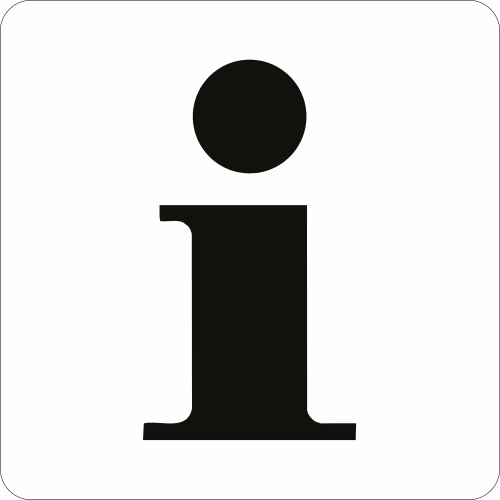 Schwarzes Informations-Piktogramm auf weißem Hintergrund