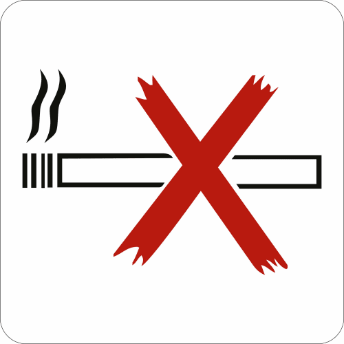 Piktogramm Nichtraucher mit durchgestrichener Zigarette und rotem Kreuz