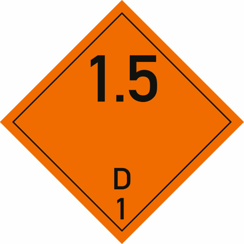 Gefahrgutetiketten Klasse 1 Unterklasse 1.5D oranger Warnhinweis mit schwarzer Schrift