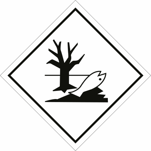 Gefahrensymbol Umweltgefährdende Stoffe mit totem Baum und Fisch