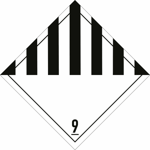 Gefahrgutetiketten Klasse 9 mit schwarzen und weißen Streifen und der Zahl 9