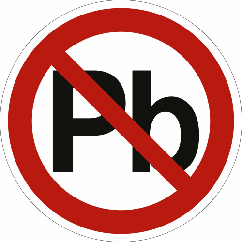 RoHS-Kennzeichen Pb Symbol mit rotem Verbotsschild für bleifreie Produkte