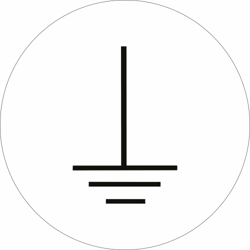 500er Rolle Leiterkennzeichnung Schutzleiter Erde Symbol schwarz auf weißem Hintergrund