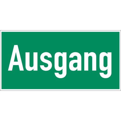 Grünes Schild mit weißer Aufschrift Ausgang