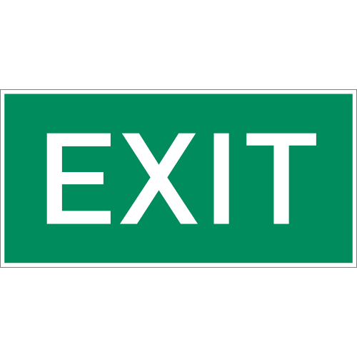 Grünes Exit-Schild mit weißer Schrift