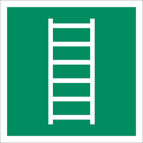 Fluchtleiter Symbol nach ISO 7010 E 059 auf grünem Hintergrund