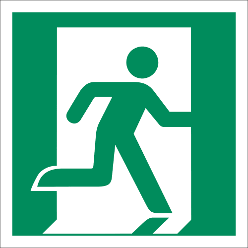 Notausgang rechts Symbol nach ISO 7010 mit laufender Figur und Pfeil nach rechts