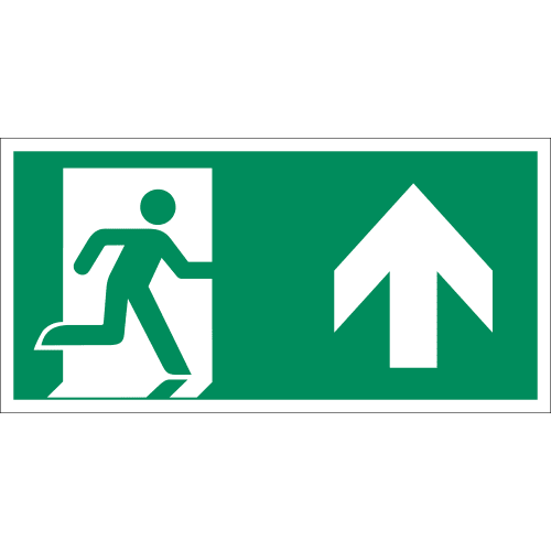 Rettungsweg nach oben mit Pfeil nach rechts, ISO 7010 E 002 Sicherheitszeichen