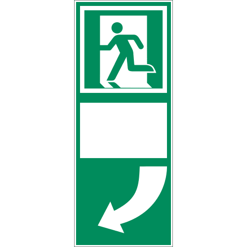 Langnachleuchtendes Fluchtwegschild mit Türgriffhinterlegung und linksweisendem Pfeil