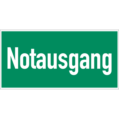 Grünes Schild mit weißer Aufschrift Notausgang