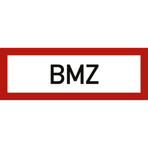BMZ Brandmeldezentrale Schild nach DIN 4066 mit rotem Rahmen