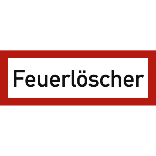 Feuerlöscher Schild nach DIN 4066 mit rotem Rahmen und schwarzer Schrift