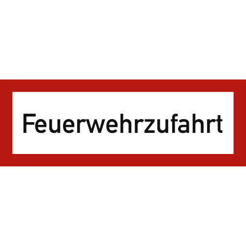 Feuerwehrzufahrt Schild mit rotem Rand und schwarzer Schrift nach DIN 4066