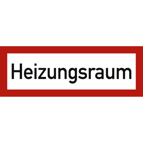 Schild Heizungsraum nach DIN 4066 mit rotem Rahmen und schwarzer Schrift