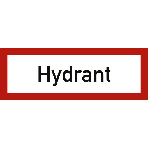 Hydrant Schild nach DIN 4066 mit rotem Rahmen und schwarzer Schrift