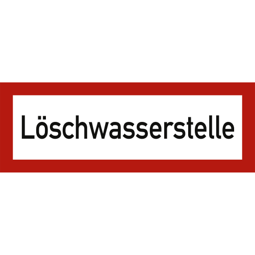 Schild Löschwasserstelle nach DIN 4066 mit rotem Rahmen und schwarzer Schrift