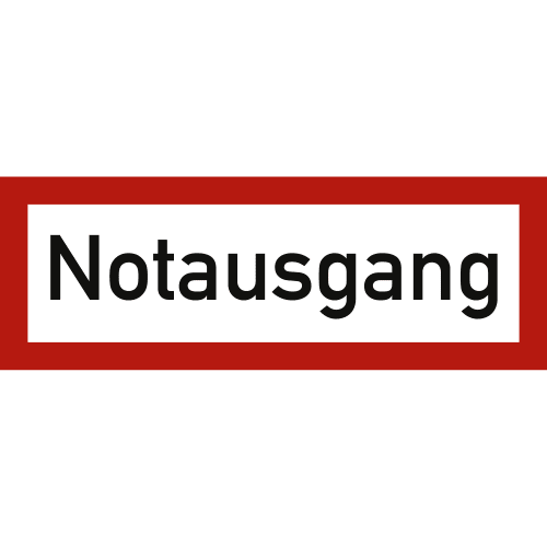 Notausgang Schild mit rotem Rahmen nach DIN 4066