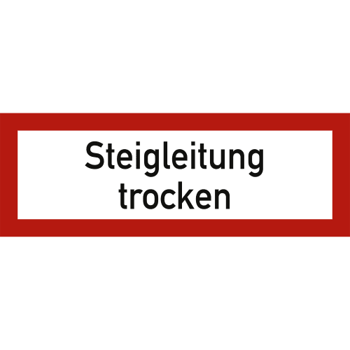 Schild Steigleitung trocken mit rotem Rand nach DIN 4066