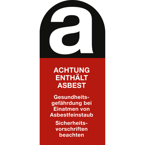 Warnschild Achtung enthält Asbest Gesundheitsgefährdung bei Einatmen von Asbestfeinstaub Sicherheitsvorschriften beachten