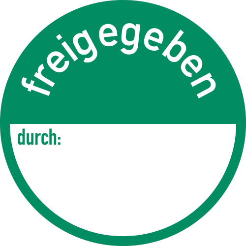 Grünes rundes Qualitätssiegel mit dem Text 'freigegeben durch:'