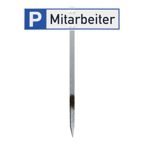 Stahlspieß für Parkplatzreservierer mit Parkplatzschild Mitarbeiter zum Einschlagen