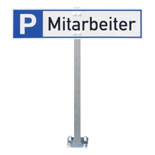 Stahlständer für Parkplatzreservierer mit Parkplatzschild Mitarbeiter zum Aufdübeln
