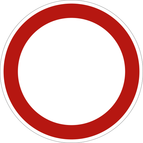 Verkehrsschild Allgemeines Verbot mit rotem Kreis und weißem Hintergrund