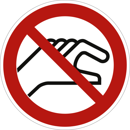 Verbotsschild Hineinfassen verboten mit rotem Kreis und durchgestrichener Hand