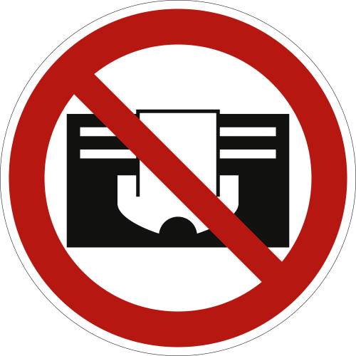 Verbotsschild Nicht abdecken nach DIN 4844-2 mit rotem Kreis und durchgestrichenem Symbol