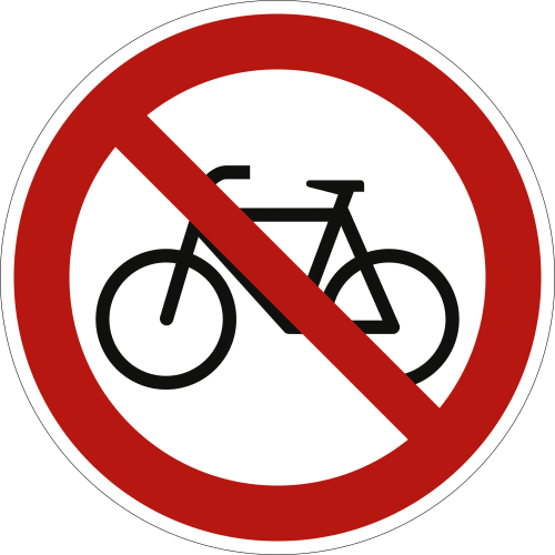 Verkehrsschild Verbot für Radfahrer mit rotem Kreis und durchgestrichenem Fahrrad