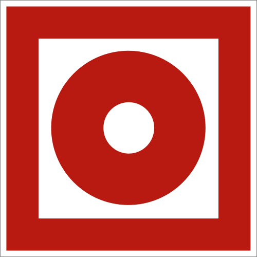Brandmelder manuell nach ASR A 1.3 (2007), (BGV A8 F 08) rotes Quadrat mit weißem Kreis und rotem Punkt in der Mitte