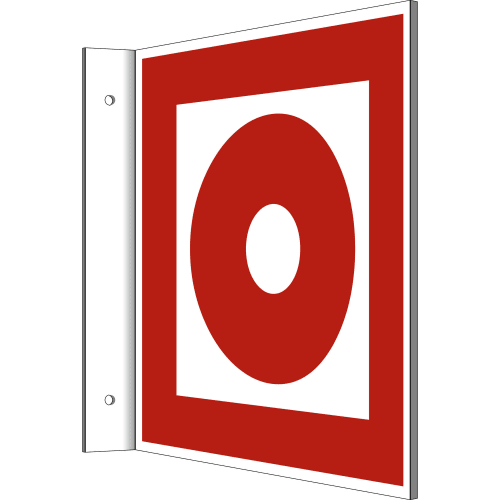 Fahnenschild Brandmelder manuell nach ASR A 1.3 2007 mit rotem Kreis auf weißem Hintergrund