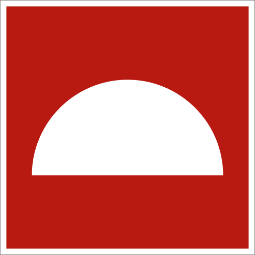 Brandschutzzeichen Mittel und Geräte zur Brandbekämpfung nach ASR A 1.3 2007 BGV A8 F 07 weißes Halbkreis-Symbol auf rotem Quadrat