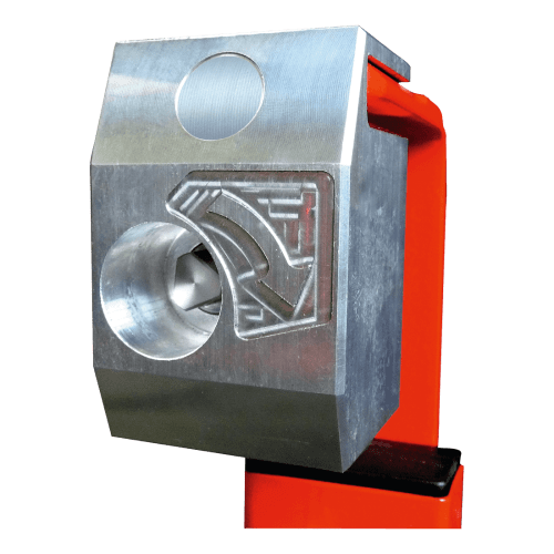 Dreikantverschluss aus Metall für Auflagestütze mit rotem Halter