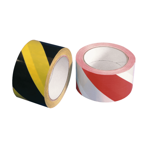Warnmarkierungsband aus PE-Folie in Rolle, gelb-schwarz und rot-weiß, rechtsweisend oder linksweisend