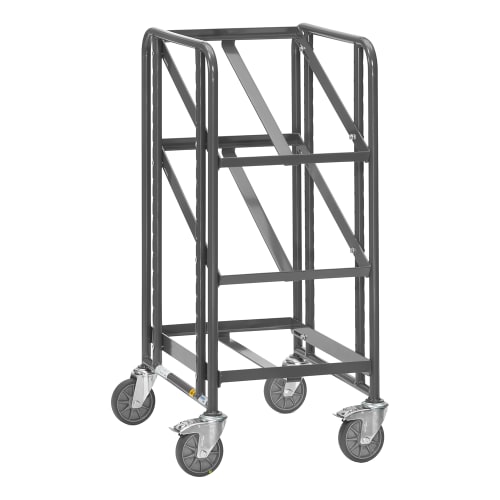 FETRA ESD-Eurokastenwagen 9380 mit 3 Etagen und offenem Rahmen, Breite 410 mm, Tragkraft 250 kg, schwarzer Metallwagen mit vier Rollen