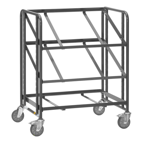 FETRA ESD-Eurokastenwagen 9390 mit 3 Etagen und offenem Rahmen, Breite 820 mm, Tragkraft 250 kg, schwarzer Metallwagen mit Rollen