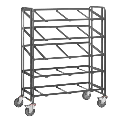 FETRA ESD-Eurokastenwagen 9383 mit 5 Etagen und offenem Rahmen, Tragkraft 300 kg, schwarzer Metallwagen mit Rollen