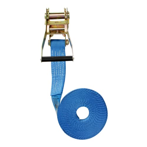 Blauer Zurrgurt mit Ratsche, 1-teilig, gemäß DIN EN 121965-2