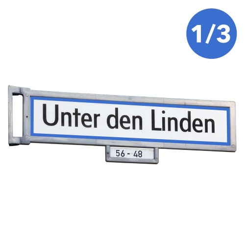 Berliner Straßennameneinschübe mit dem Straßennamen Unter den Linden und Hausnummern 56-48