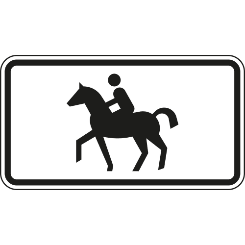 Verkehrsschild Reiter VZ 1010-54 mit schwarzem Reiter auf Pferd auf weißem Hintergrund