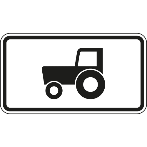 Verkehrsschild Kraftfahrzeuge und Züge, die nicht schneller als 25 km/h fahren können oder dürfen, mit Traktor-Symbol