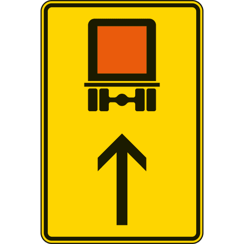 Wegweiser Verkehrsschild für kennzeichnungspflichtige Fahrzeuge mit gefährlichen Gütern, geradeaus, VZ 422-32